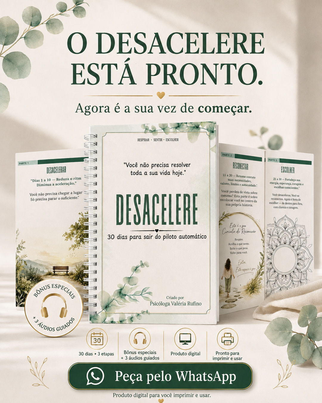 Kit digital Desacelere — 30 dias para sair do piloto automático