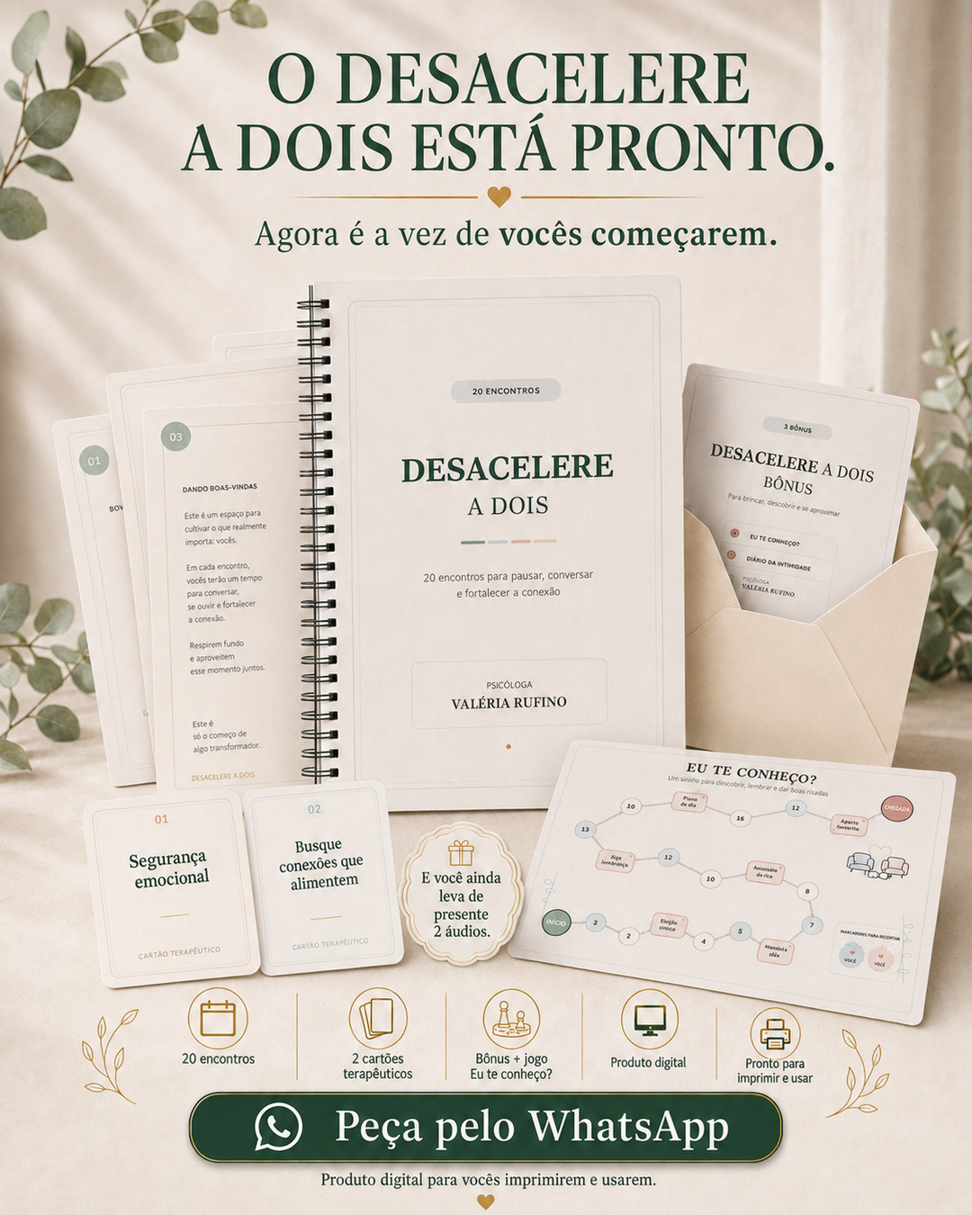 Kit digital Desacelere a Dois — 20 encontros para fortalecer a conexão